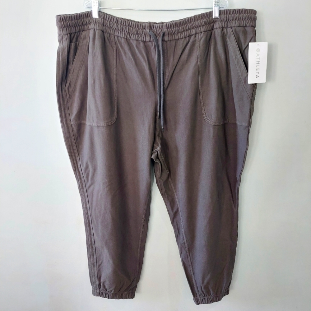Athleta Farallon Jogger size 26 Plus Size Taupe gray mid rise pockets stretchy